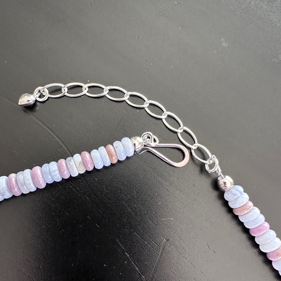 925 Silver 18" Phosphosiderite & Blue Lace Agate Beaded by Jay King - Picture 10 of 12